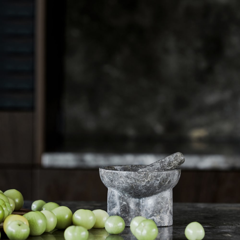 Mortier en marbre gris H12