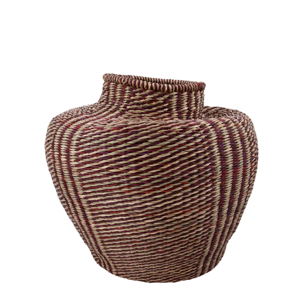 Panier+en+fibres+naturelles+clair+et+marron+H44