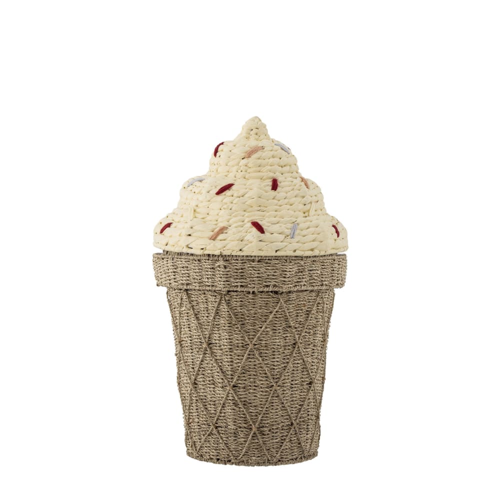 Panier avec couvercle en jacinthe d'eau beige h72 — Beyit