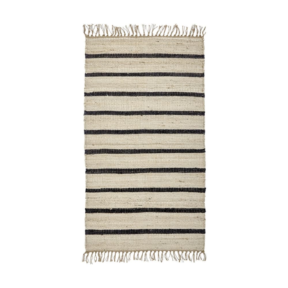 Tapis en jute clair et noir 140x70 cm