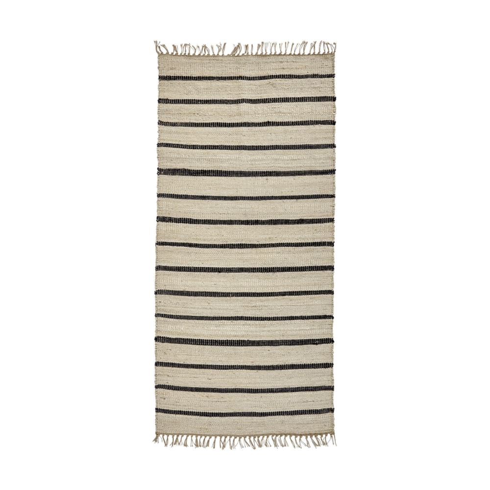 Tapis en jute clair et noir 200x90 cm