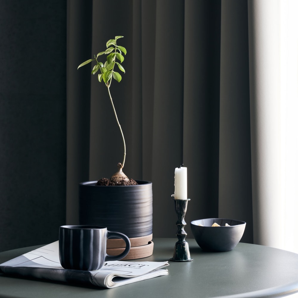 Cache-pots en grès noir ( Lot de 3 )