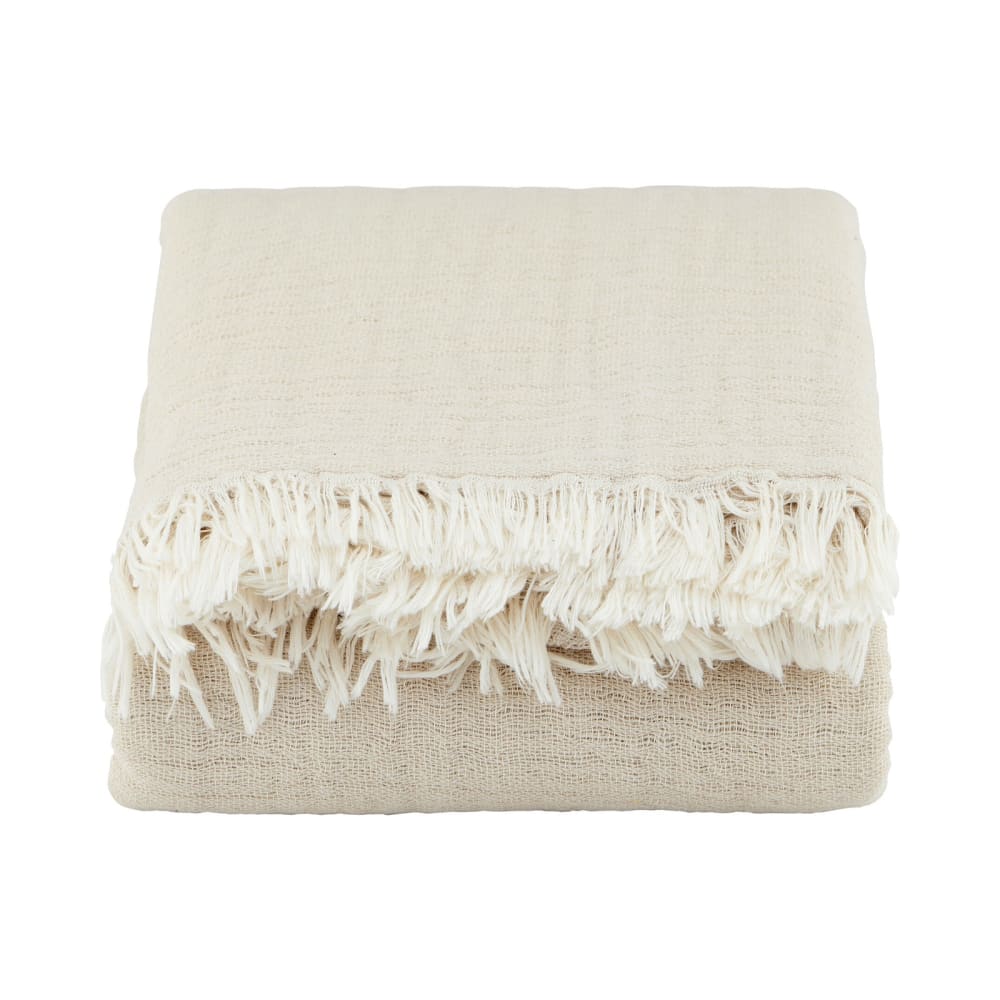 Plaid en coton beige 200x140