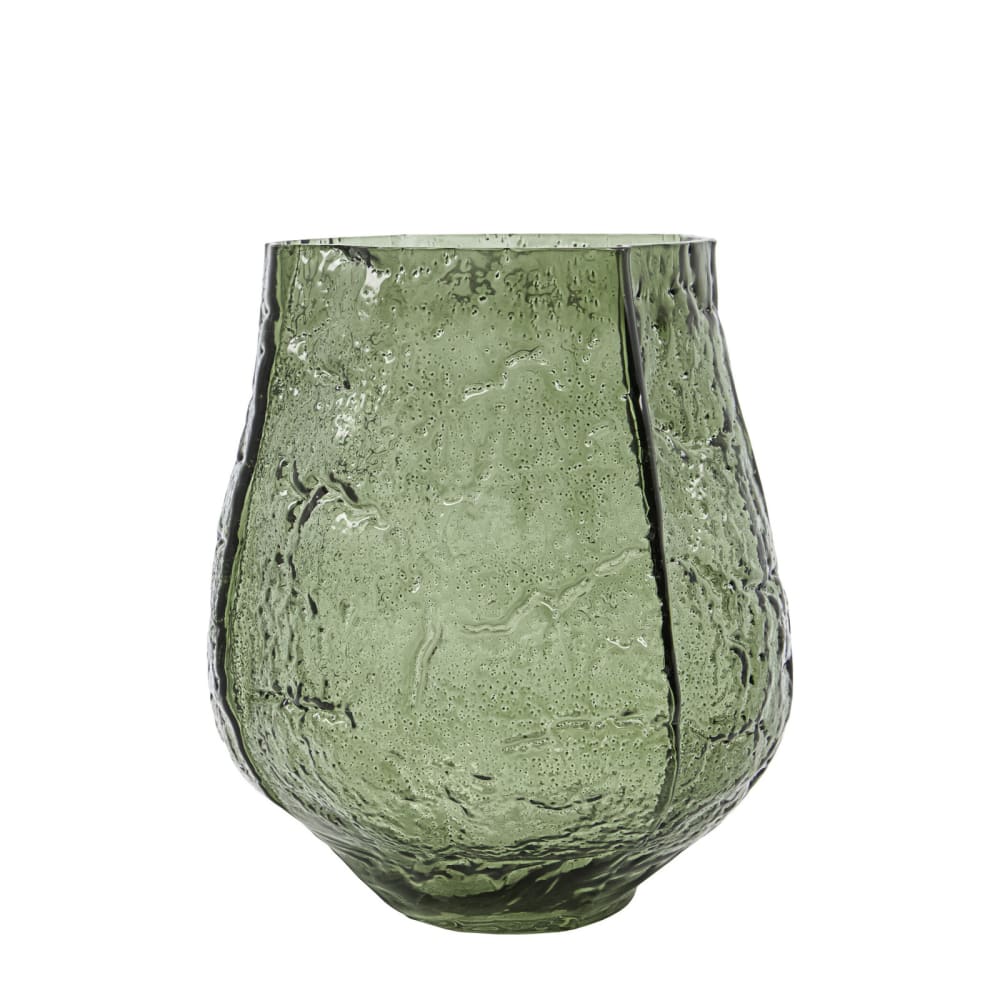 Vase+en+verre+vert+fonce+H22