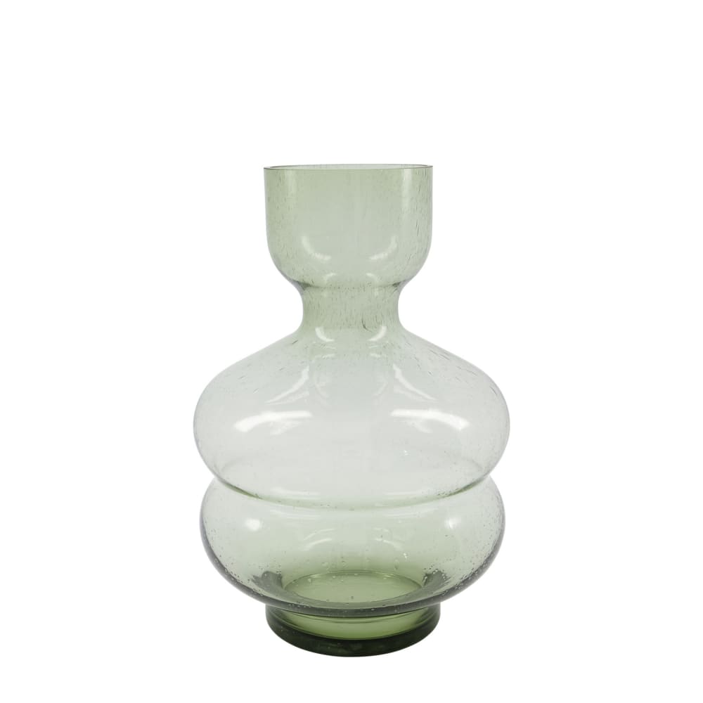 Vase+en+verre+vert+H35