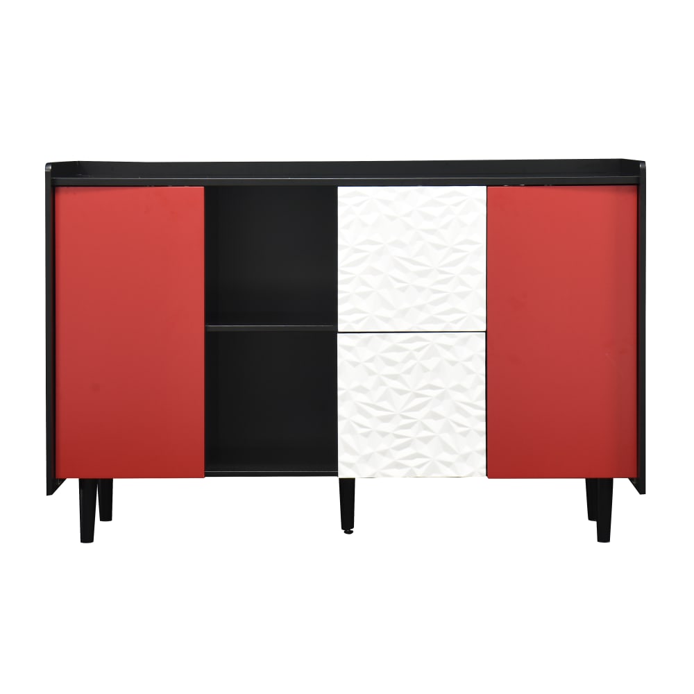 Urban Meuble Modernes Sideboard mit Stauraum, Schwarz, Rot und Weiß style modern Schwarz Spanplatte