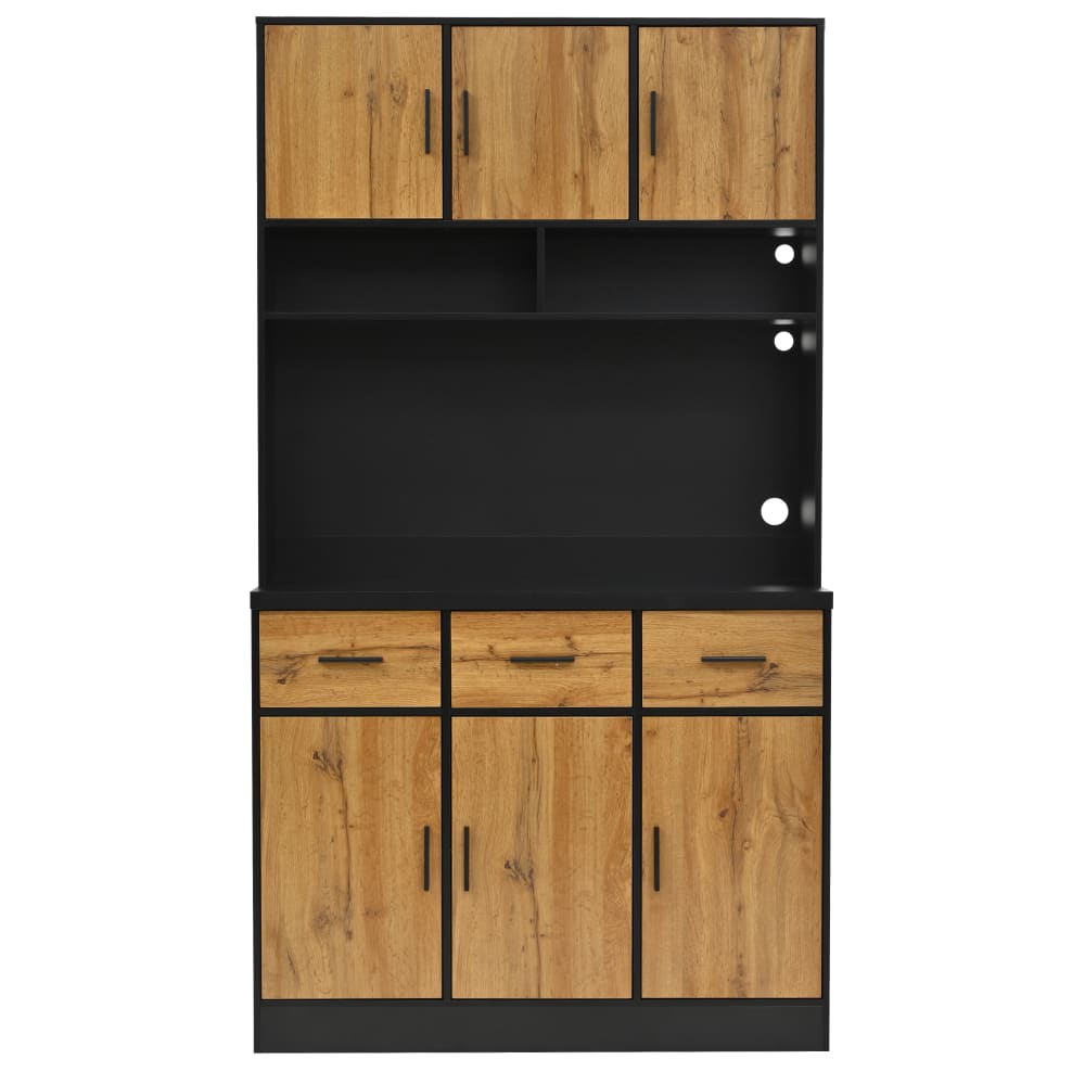Urban Meuble Küchen-Sideboard mit LED-Beleuchtung und Integrierten Steckdosen,Beige style vintage Mehrfarbig Spanplatte