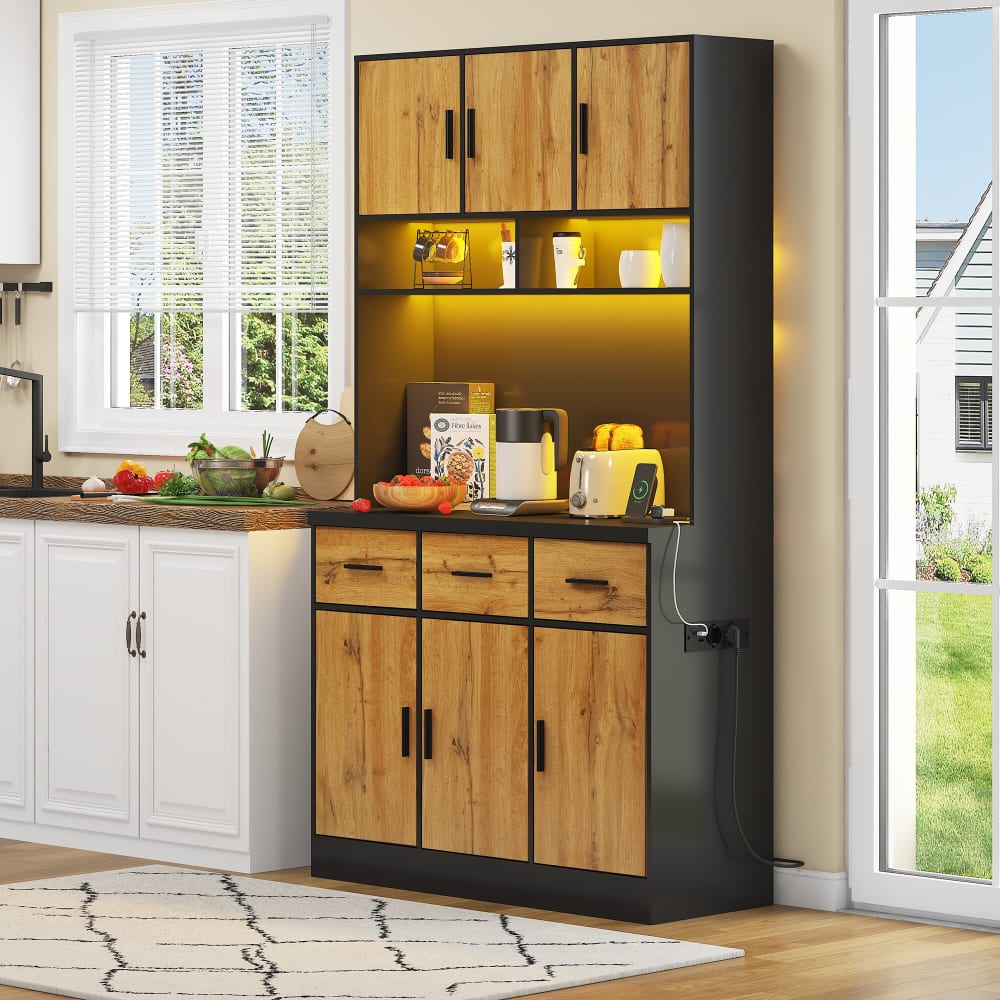 Buffet de cuisine avec éclairage LED et prises intégrées