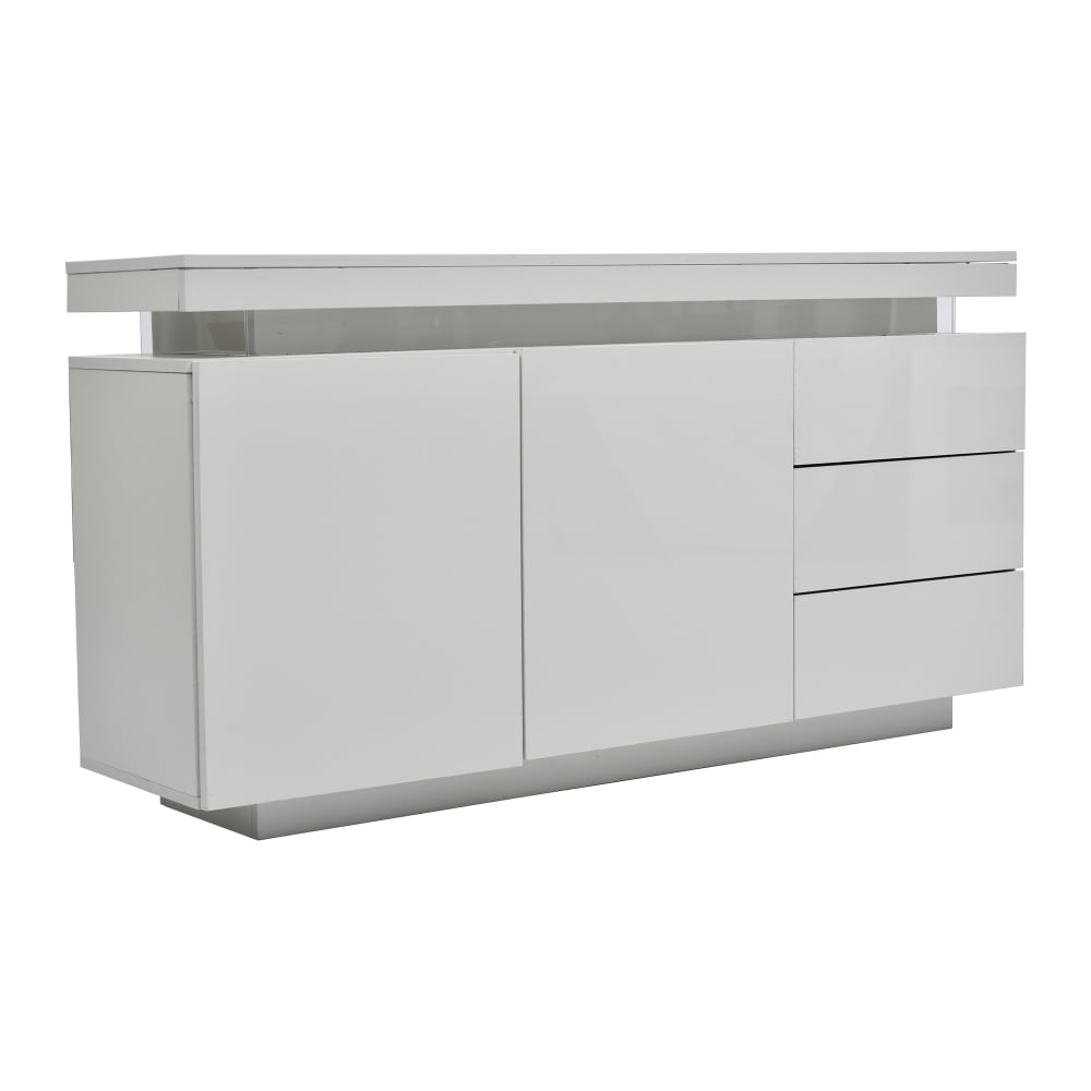 Urban Meuble Lackiertes Sideboard mit LED-Beleuchtung, 2 Türen, 3 Schubladen, Weiß style modern Weiß Spanplatte