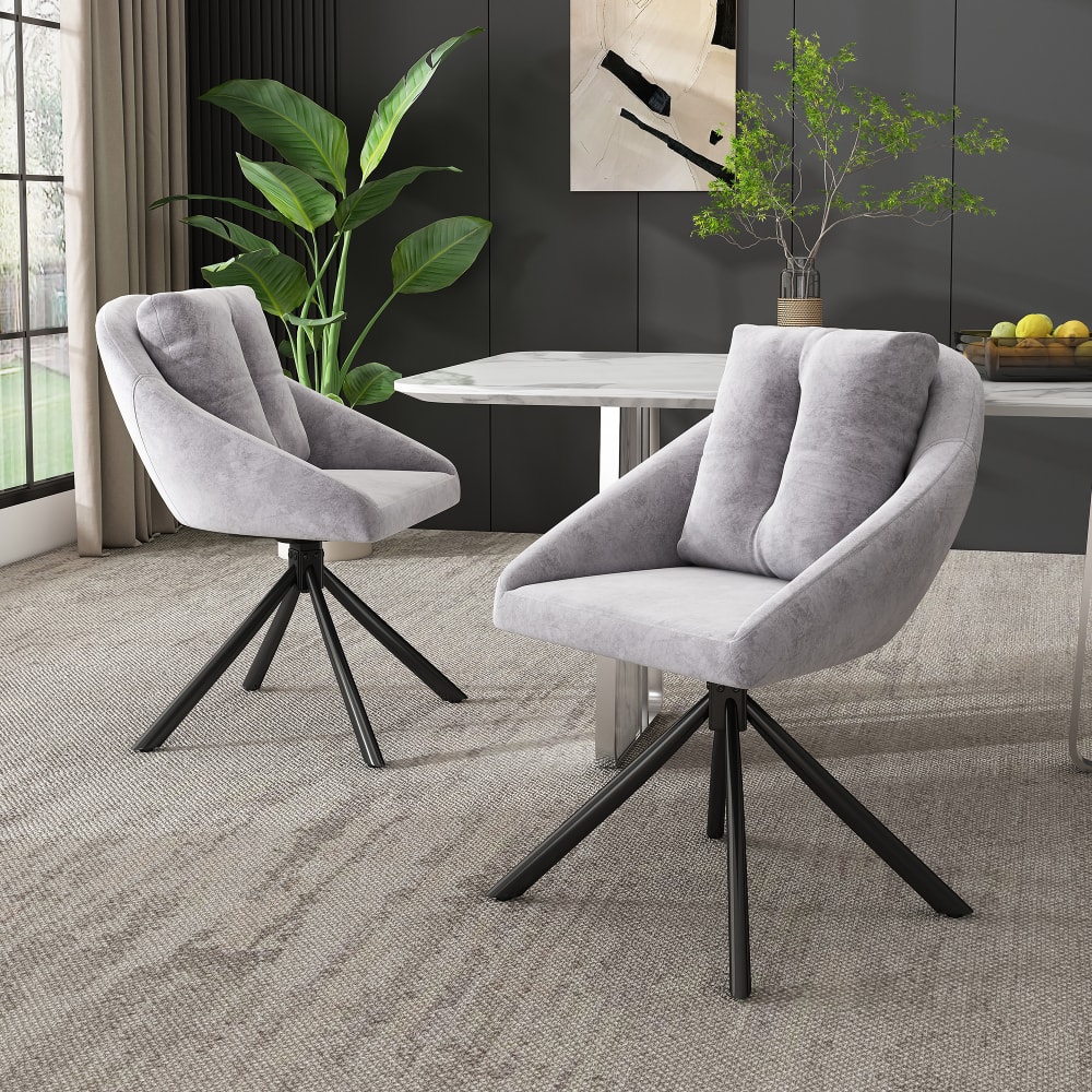 Urban Meuble 2er-Set Esszimmerstühle aus Samt, Grau style modern Grau Samt