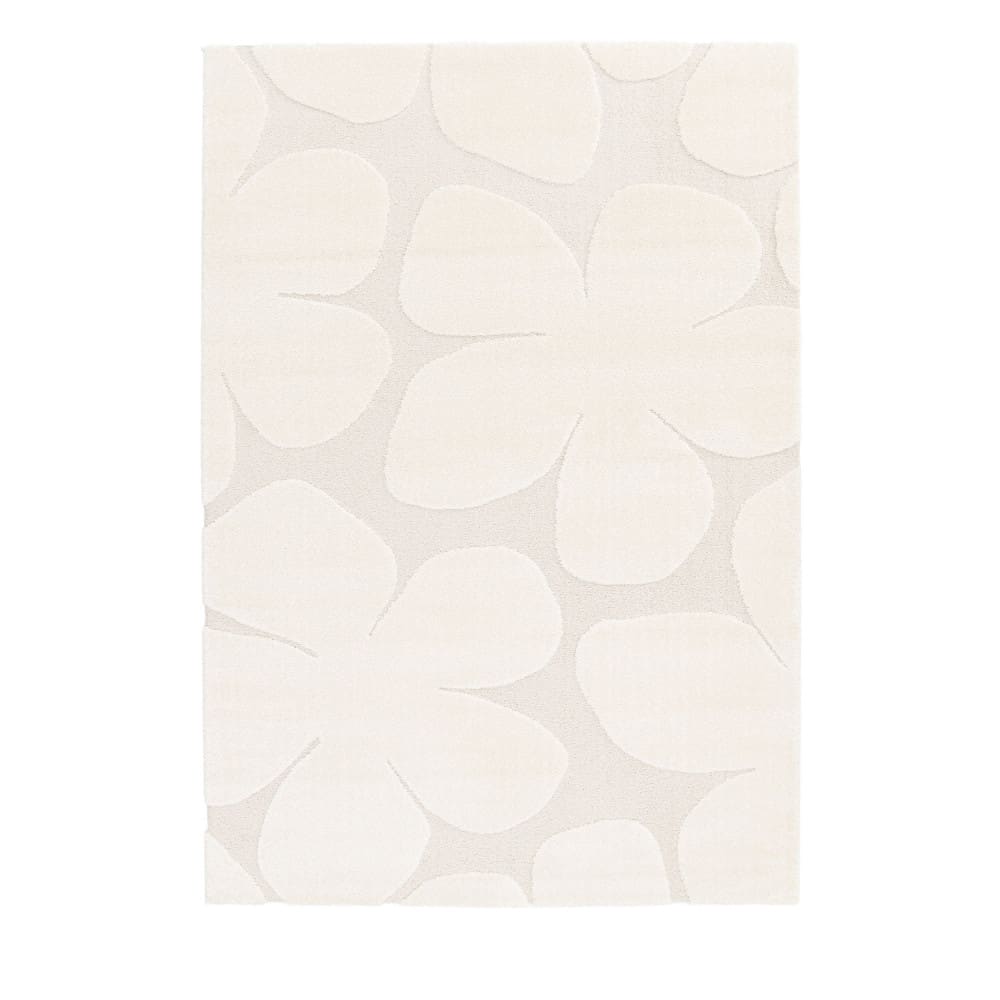 Tapis contemporain floral en relief - 200x290cm Écru Polypropylène