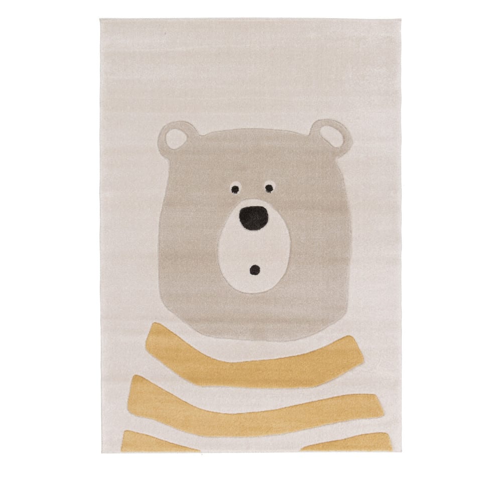 Tapis enfant à motif ours - 120 cm x 170 cm Jaune Polypropylène