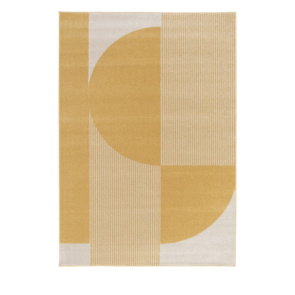 Tapis à motifs géométriques arrondis - 160x230cm jaune polypropylène — vue 4