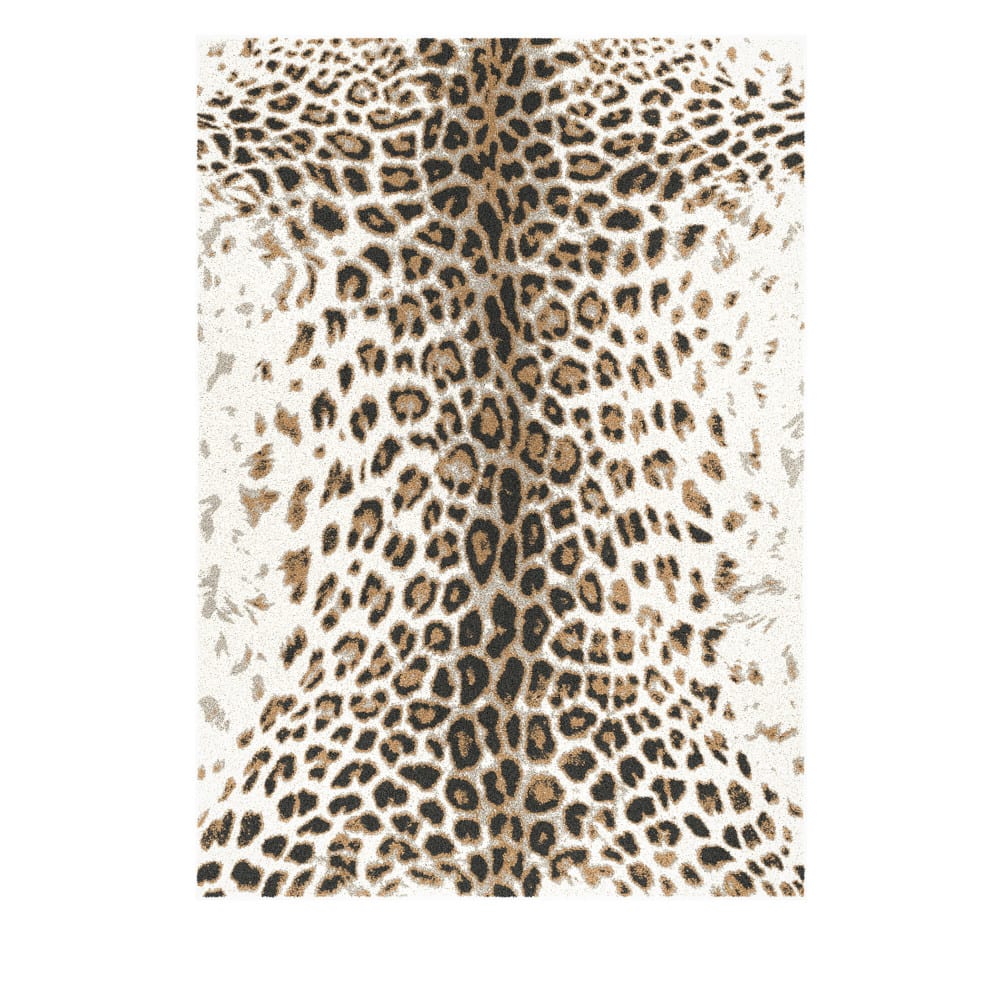 Tapis à motif léopard - 200x290cm Marron Polypropylène