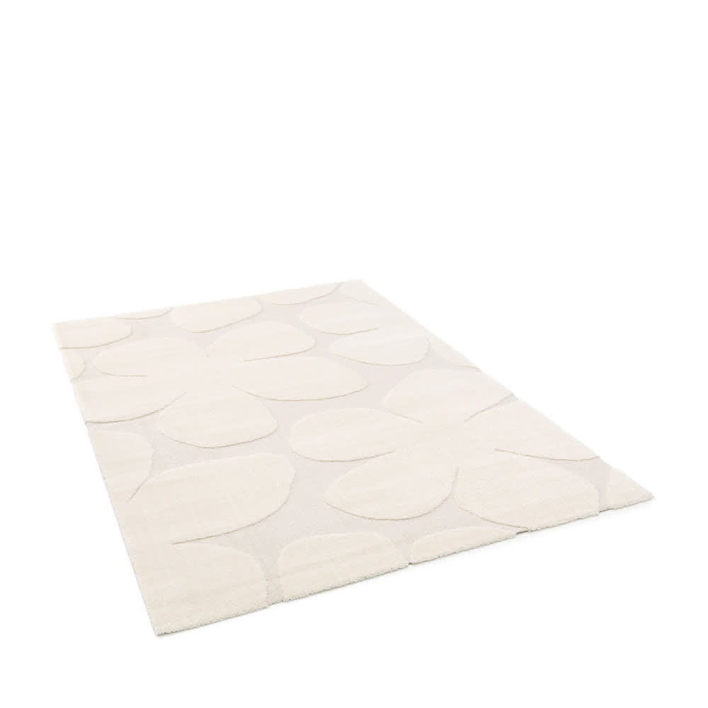 Tapis contemporain floral en relief - 120x170cm écru polypropylène — vue 3