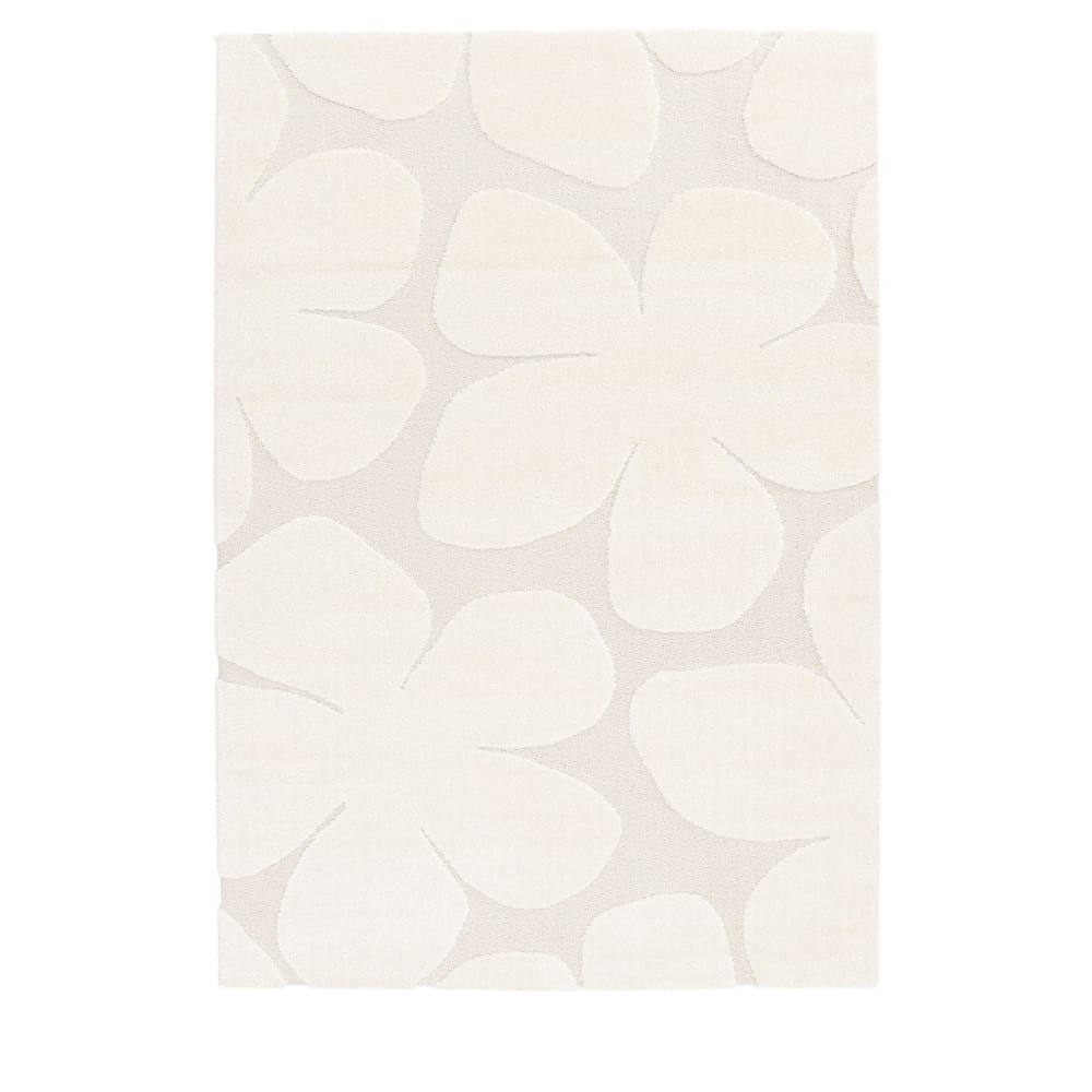 Tapis contemporain floral en relief - 120x170cm écru polypropylène — vue 4
