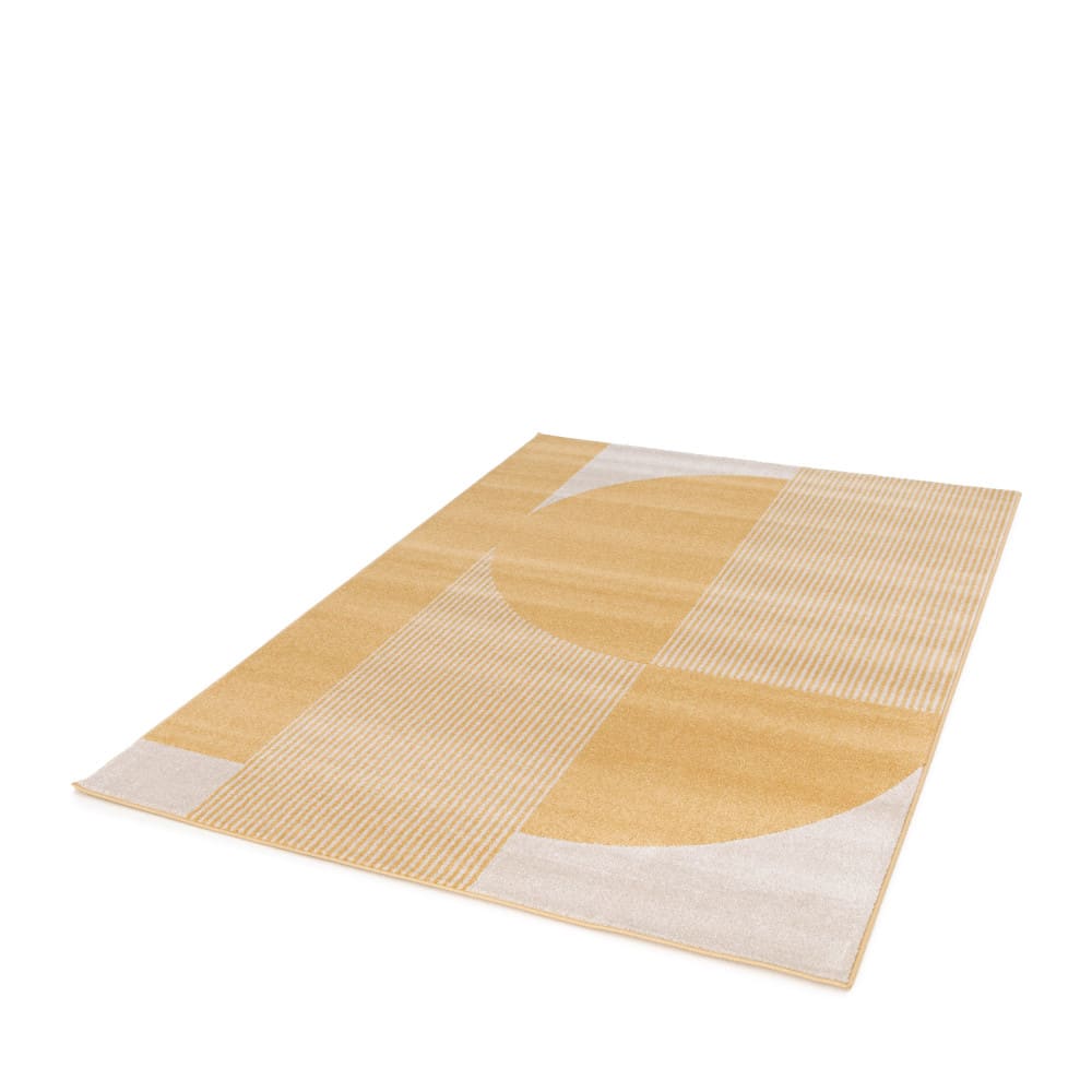 Tapis à motifs géométriques arrondis - 120x170cm jaune polypropylène — vue 3