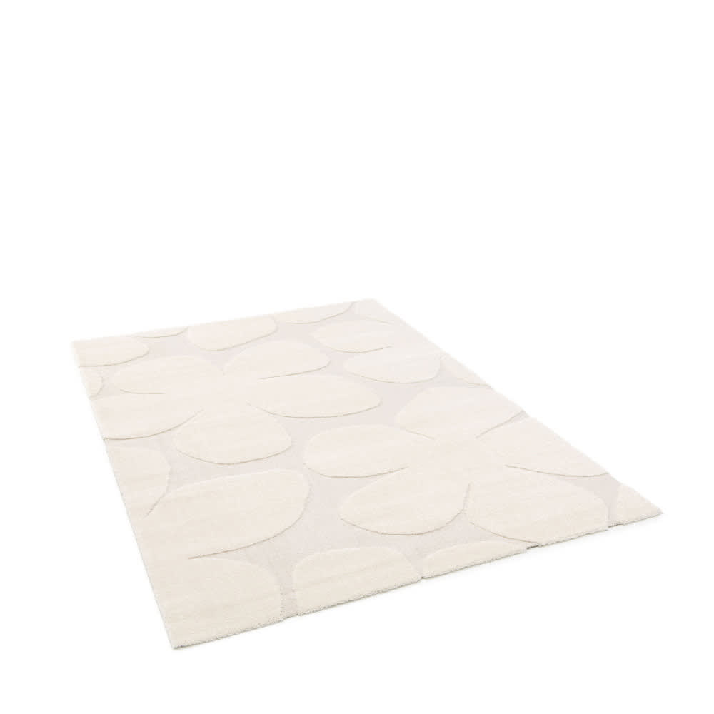 Tapis contemporain floral en relief - 160x230cm écru polypropylène — vue 3