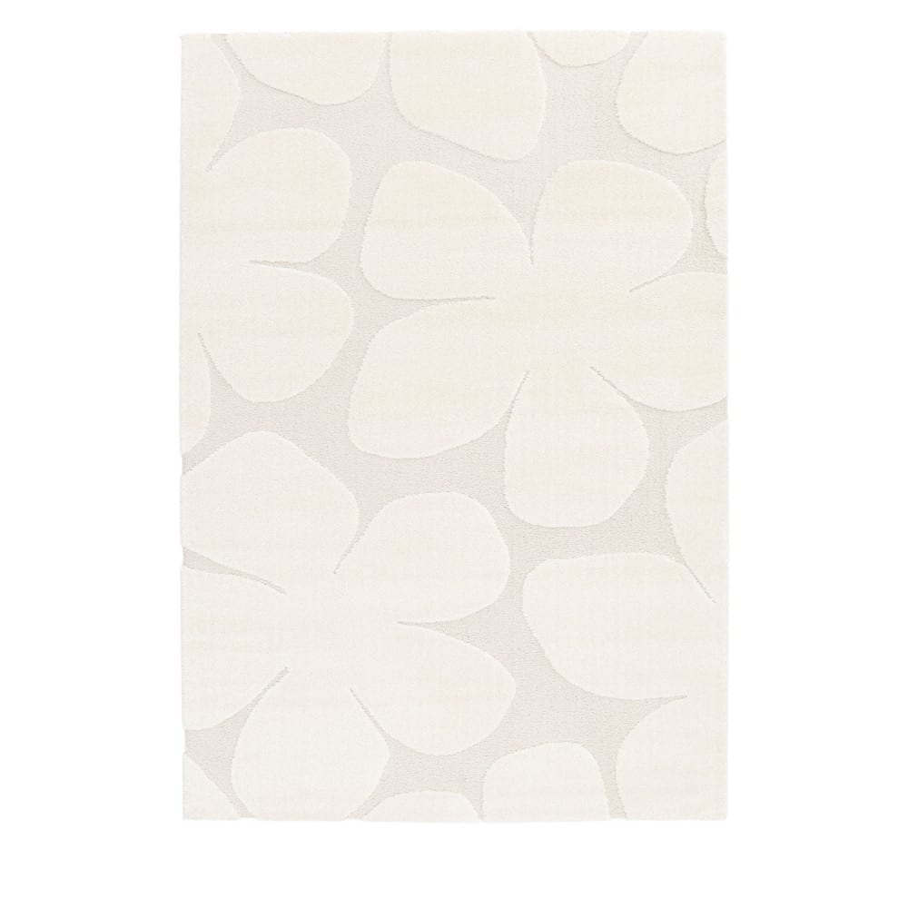 Tapis contemporain floral en relief - 160x230cm écru polypropylène — vue 4