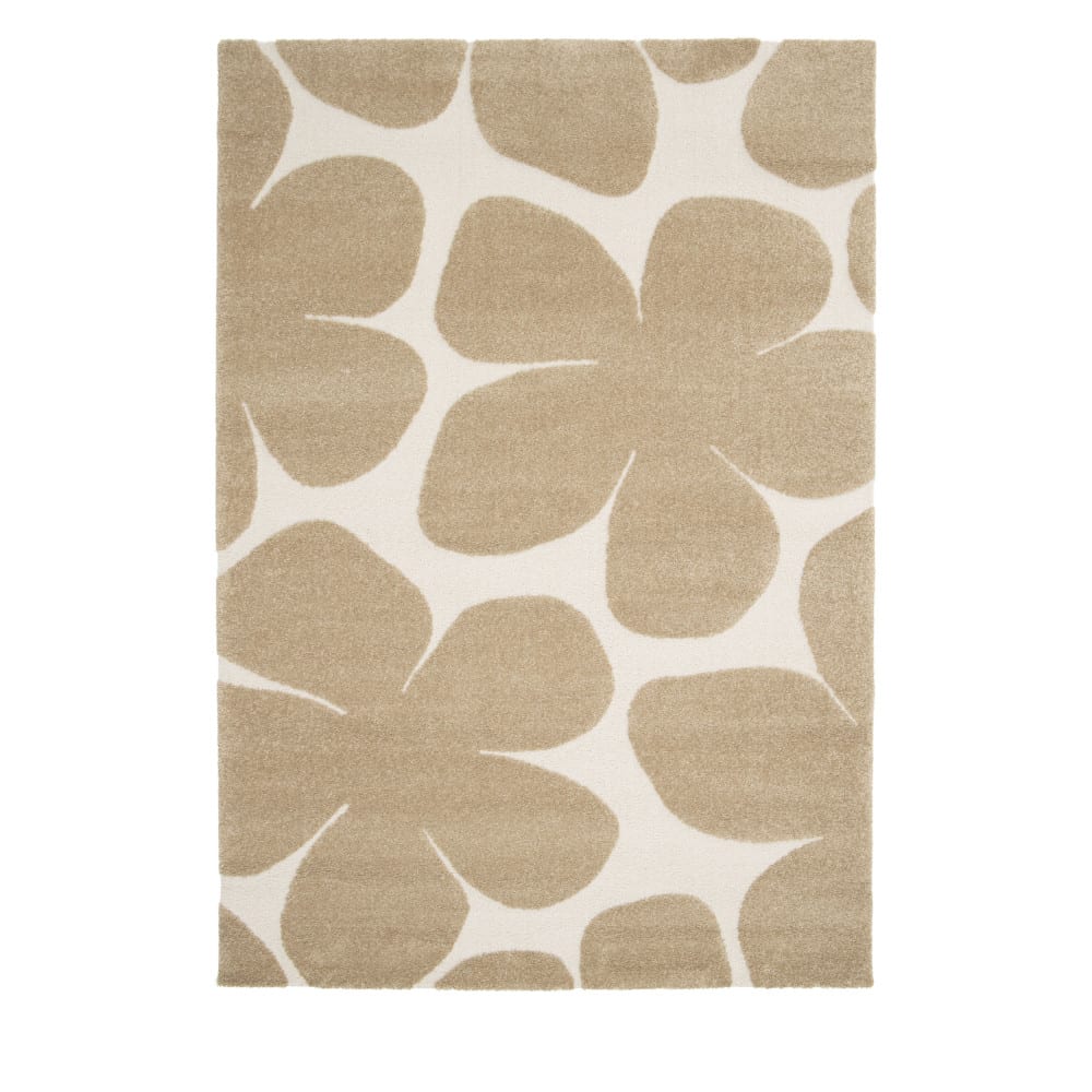 Tapis contemporain floral en relief - 200x290cm Beige Polypropylène