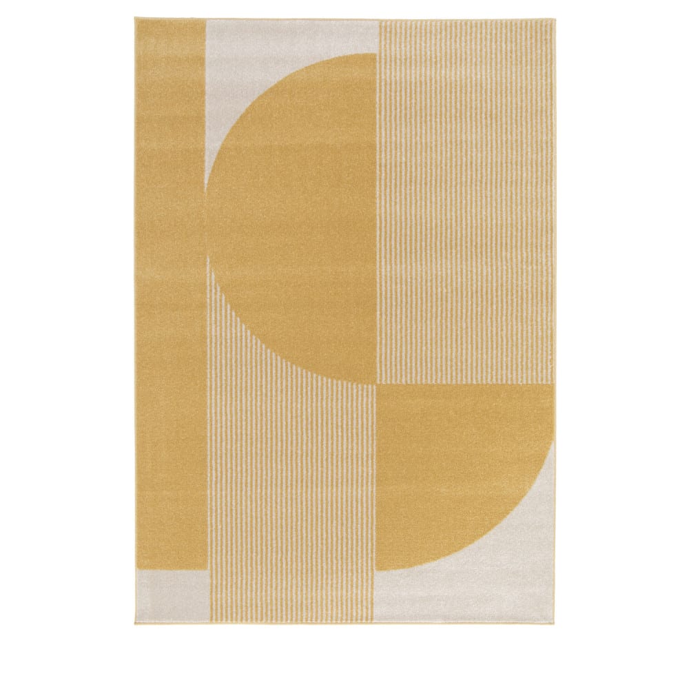 Tapis à motifs géométriques arrondis - 200x290cm jaune polypropylène — vue 4
