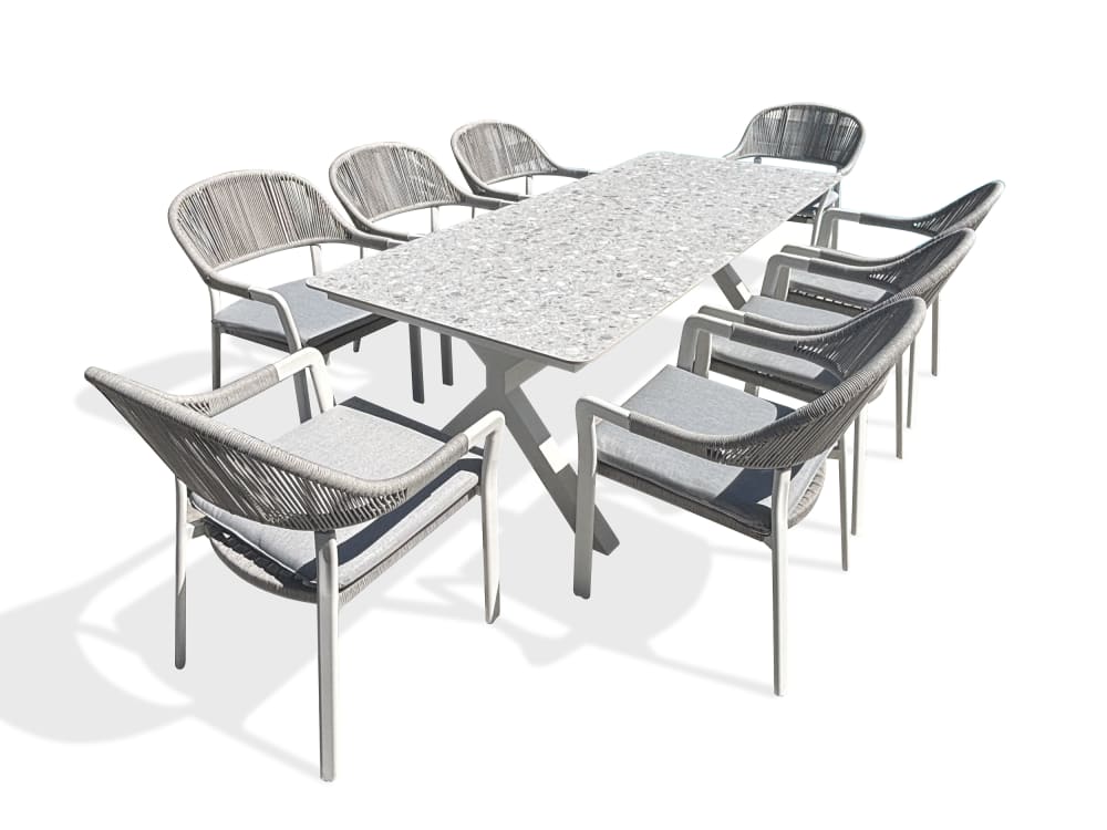 Ensemble repas de jardin 8 places - Blanc