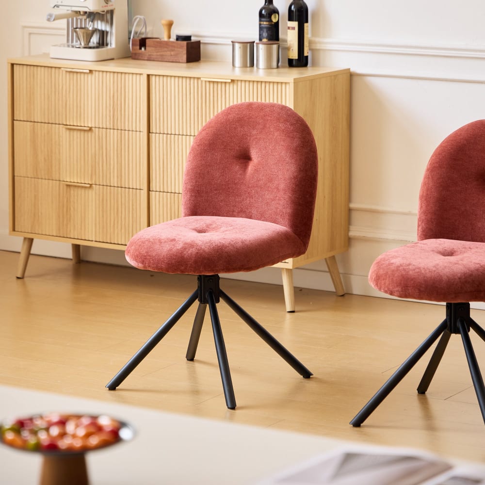 Nordlys Drehstühle (2er Set) aus Metall und Tessuto Teracotta style modern Rot Öko-Tex Zertifikat Stoff