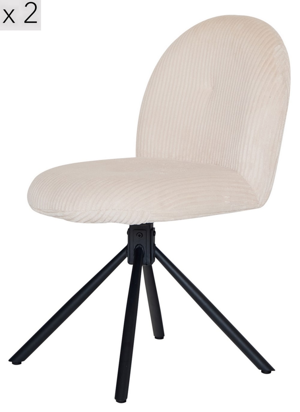 Drehstühle (2er Set) aus Metall und Kord Beige - Maisons Du Monde