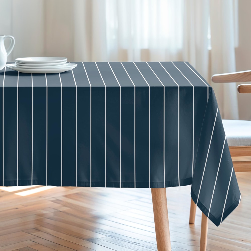 Mint Fleckabweisende Tischdecke gestreift 100% Baumwolle 155x100 style seaside Blau Öko-Tex Zertifikat Baumwolle