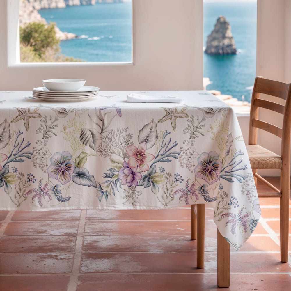 Mint Fleckenabweisende Tischdecke 100% Baumwolle 155x300 style seaside Grau Öko-Tex Zertifikat Baumwolle