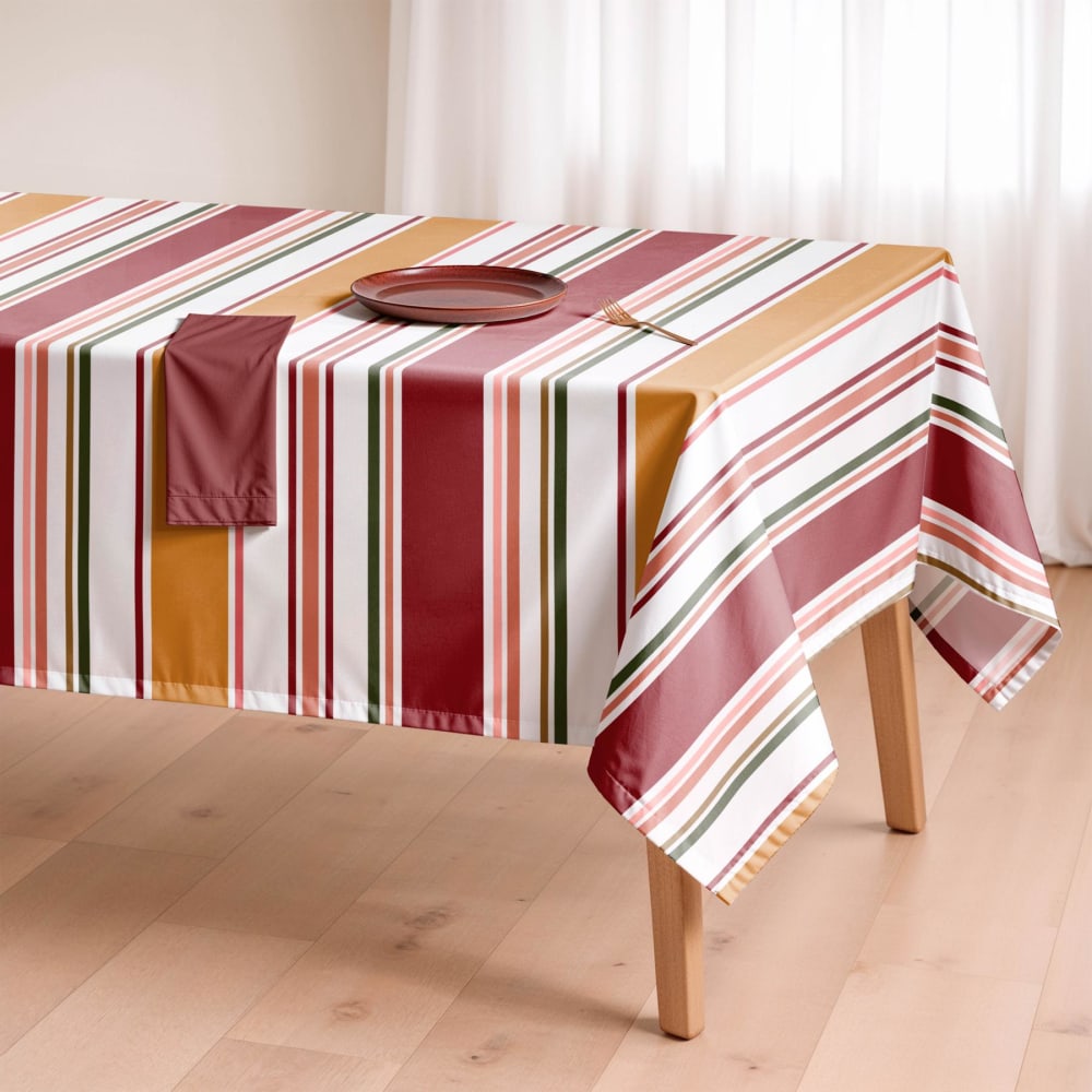 Nappe à rayures antitaches 100% coton 155x155