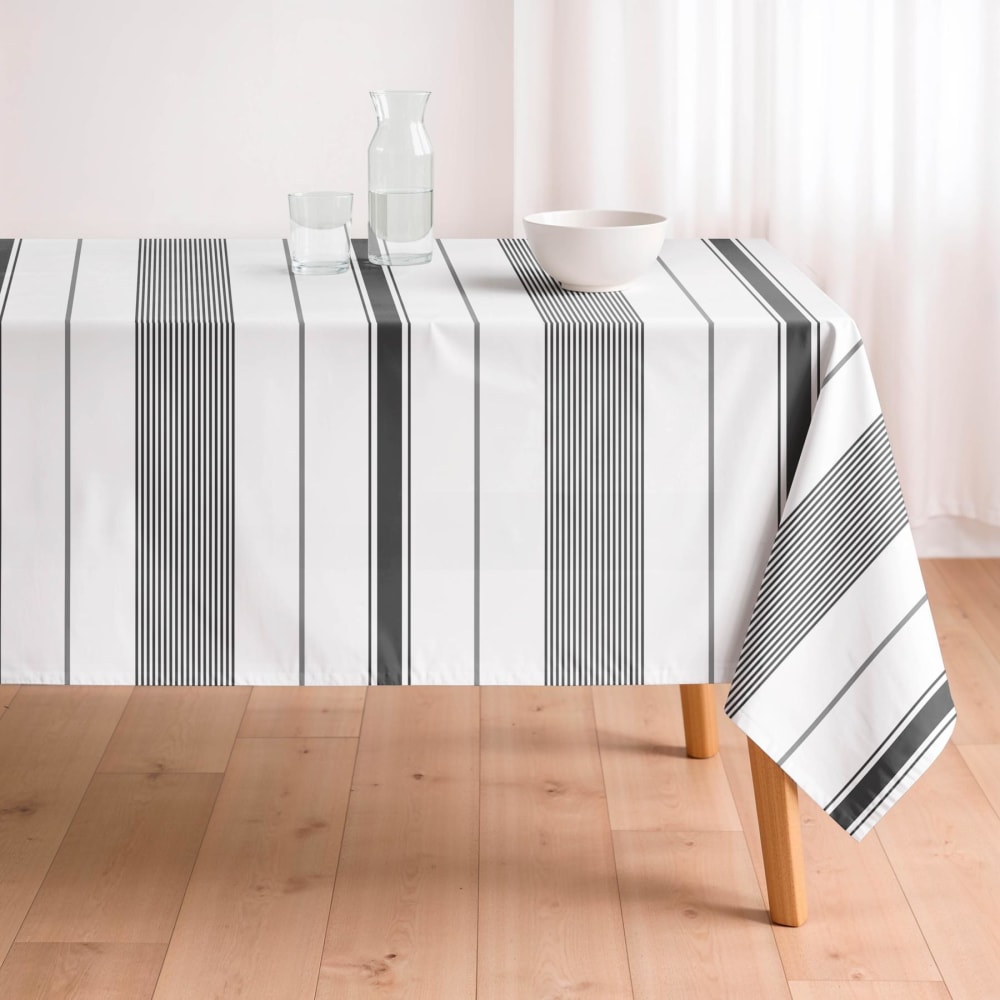 Fleckabweisende Tischdecke gestreift 100% Baumwolle 155x155 -