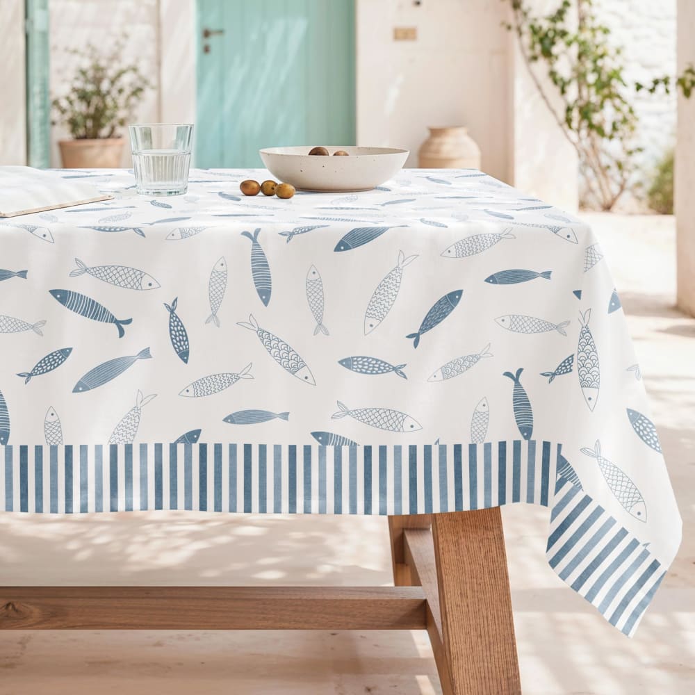 Nappe antitache coton design marin 155x155 cm
