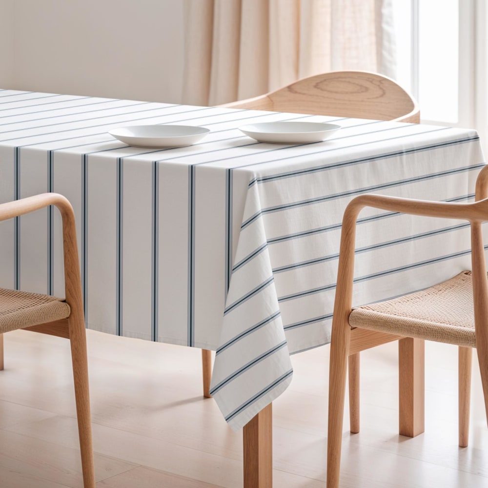 Nappe à rayures antitaches 100% coton 155x155