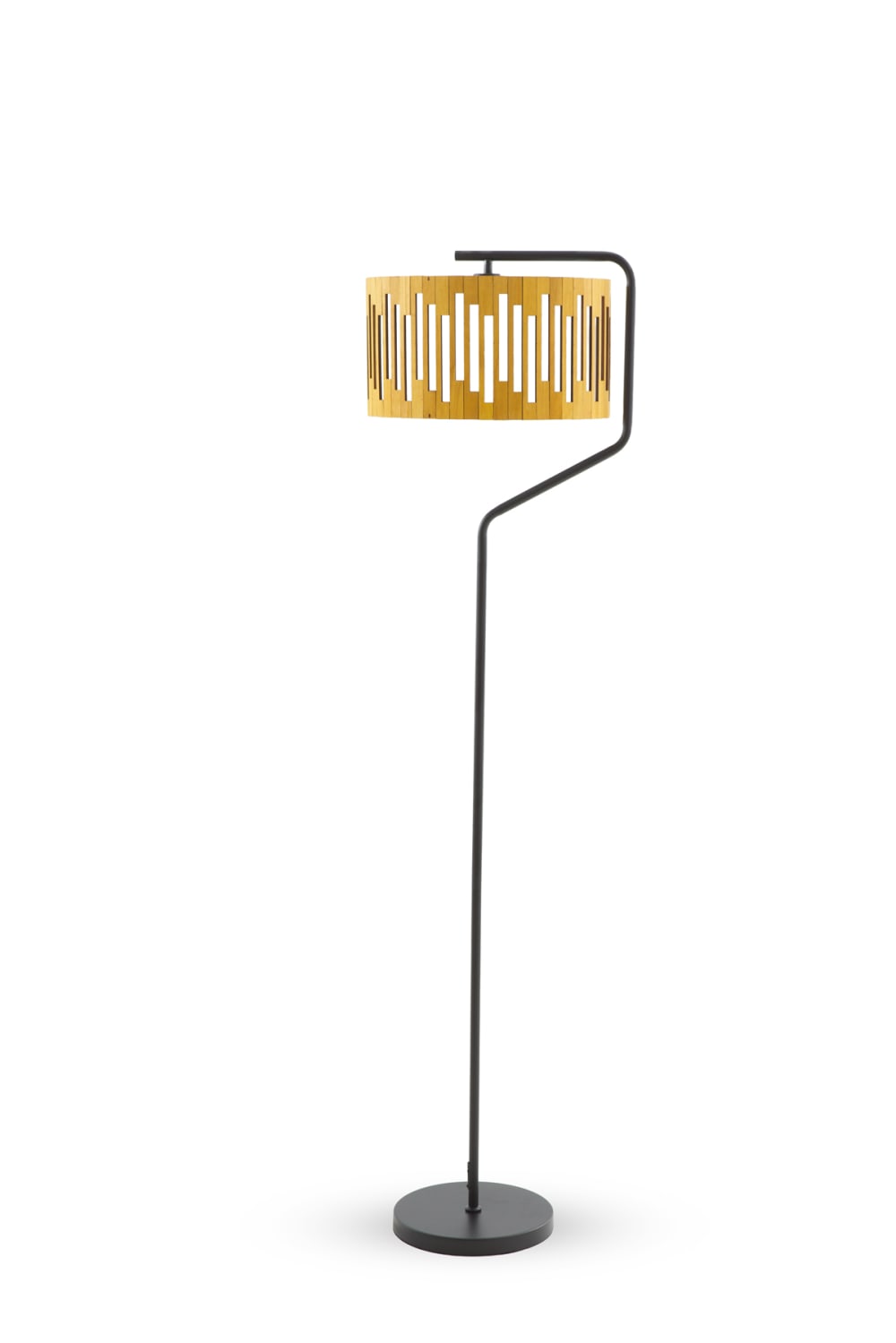 Lampadaire avec abat-jour en contreplaqué couleur miel