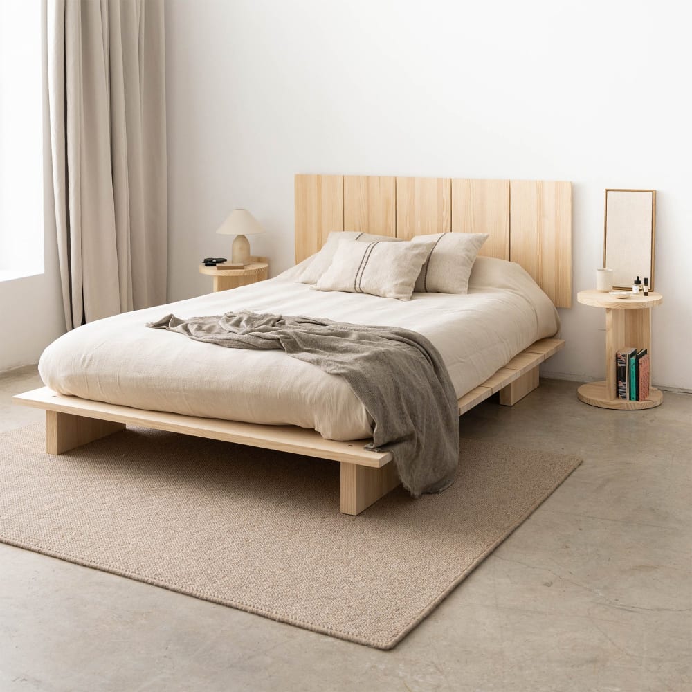 Lit en pin massif 133x200 cm Verni