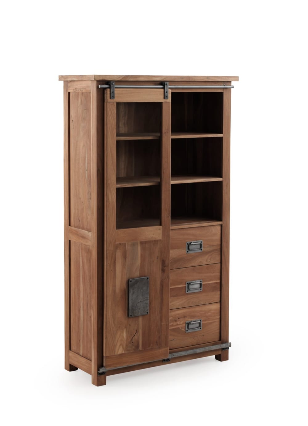 Vitrine en bois massif d'acacia recyclé