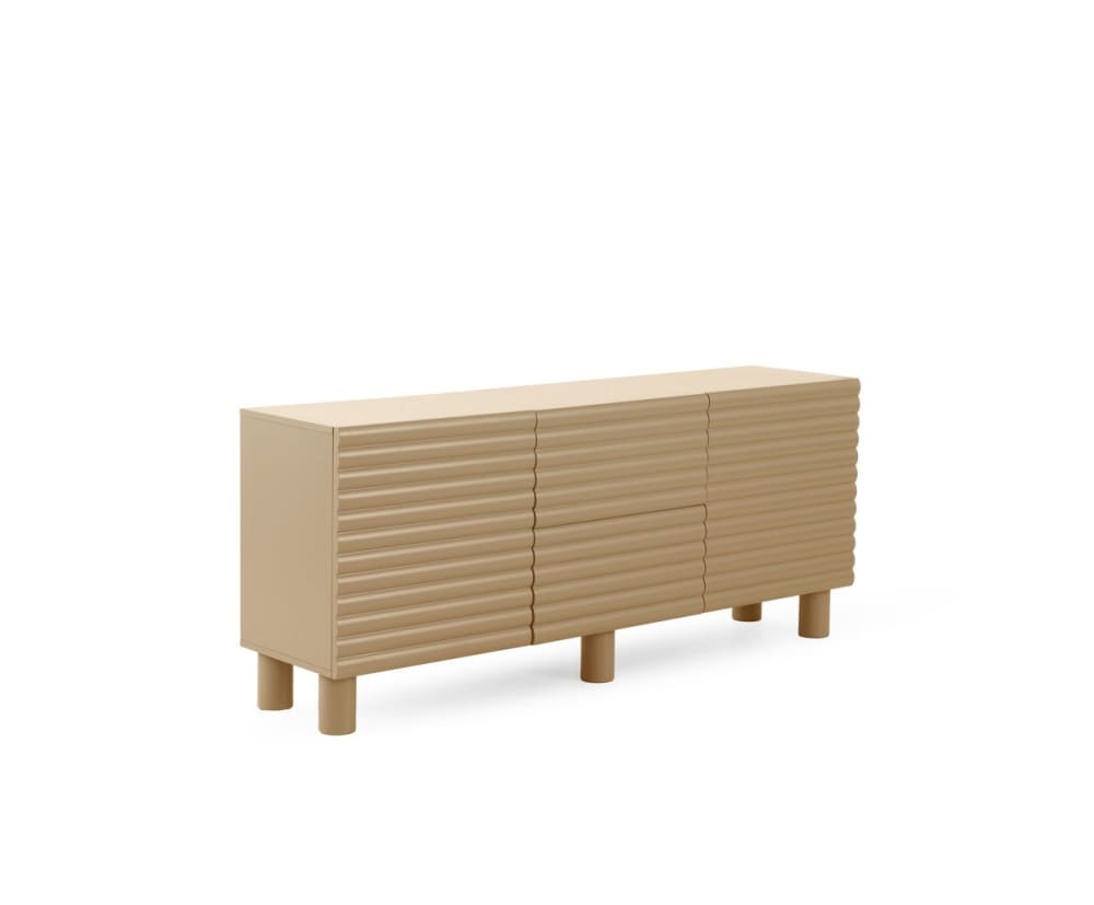 GEESE HOME Beigefarbener Sideboard mit Wellenrelief an Türen und Schubladen Beige Holz
