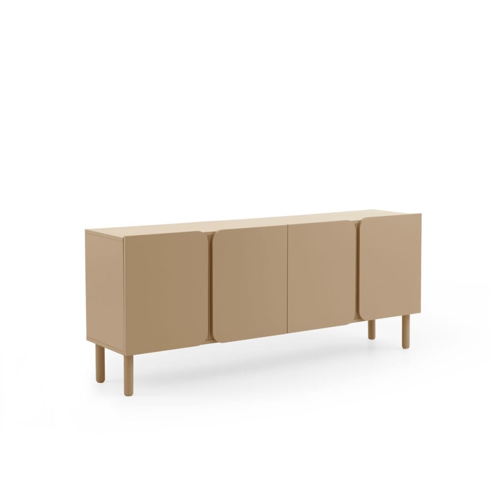 Buffet beige avec bords arrondis aux coins des portes