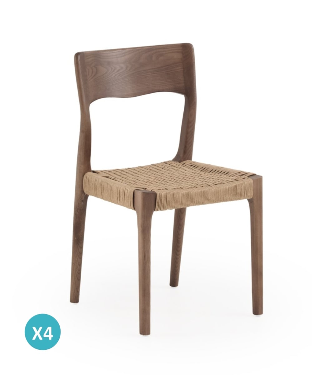 Lot de 4 chaises en bois - noyer
