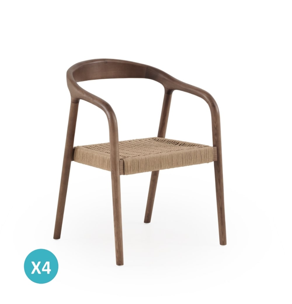 Lot de 4 chaises en bois - noyer
