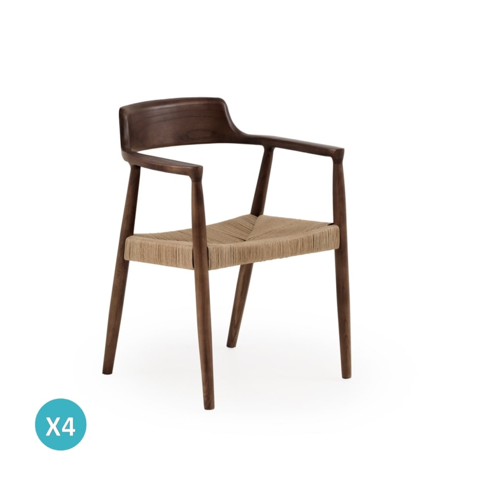GEESE HOME 4er-Set Sessel aus Toonholz in Nussbaumoptik Braun