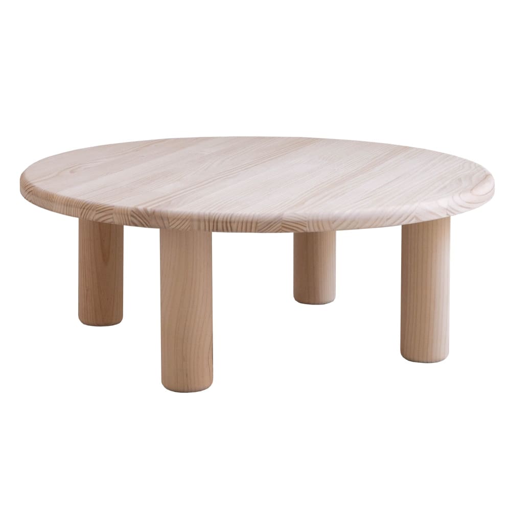 Table basse ronde en pin massif 87 cm Verni