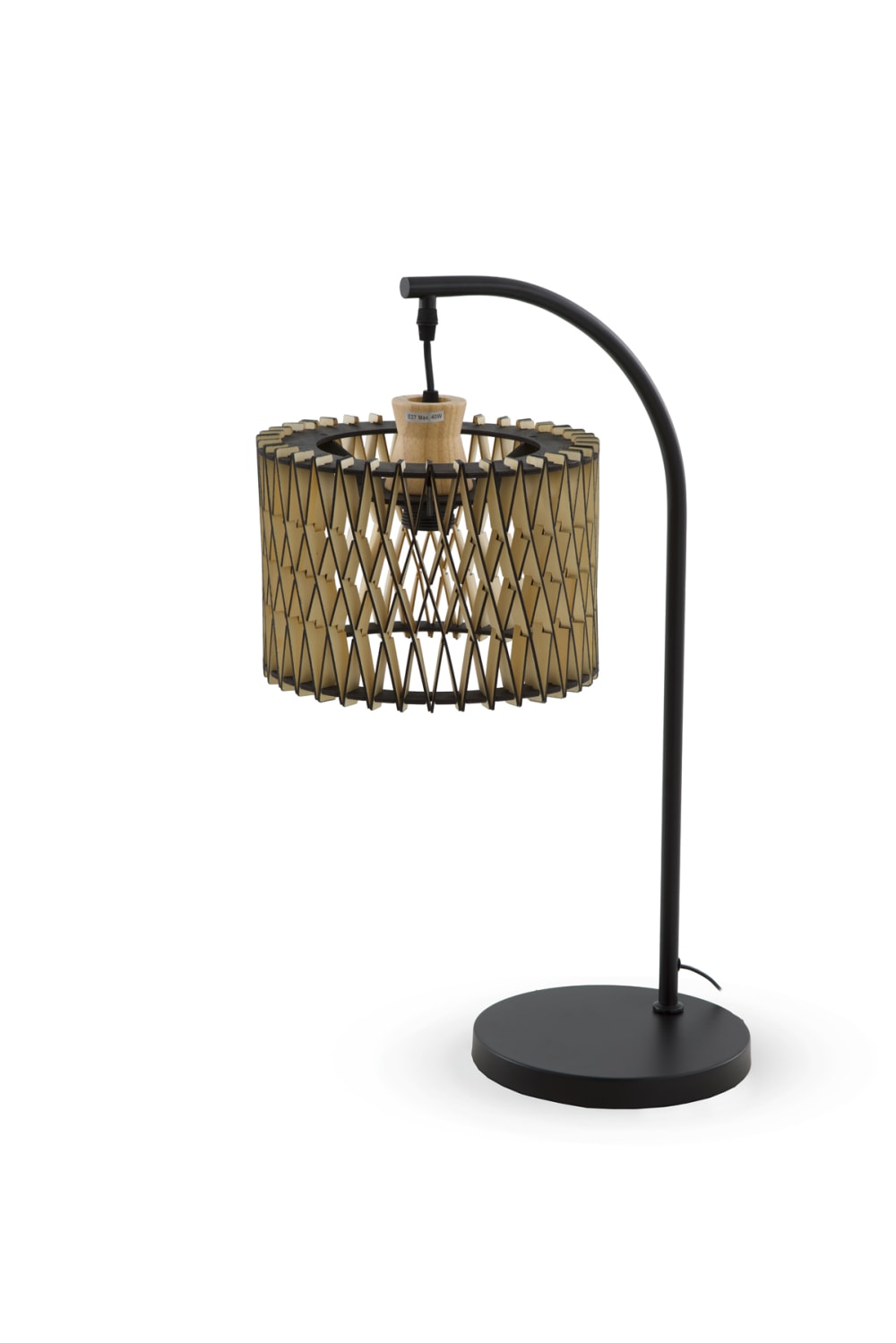 Lampe de table en contreplaqué naturel et noir