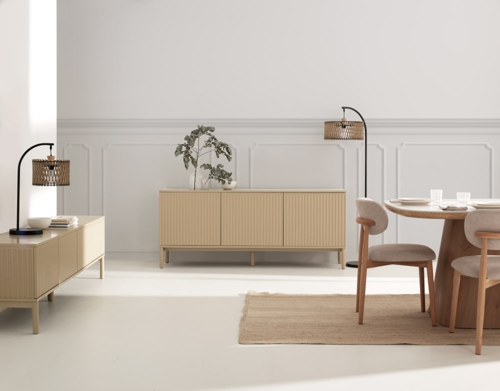 Lampe de table en contreplaqué naturel et noir - Maisons du Monde