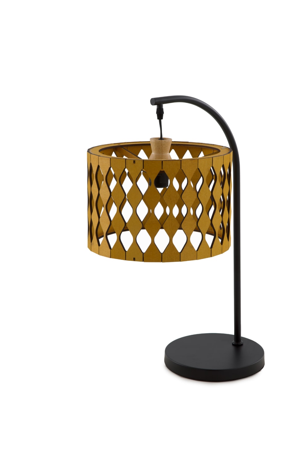 GEESE HOME Tischlampe aus honigfarbenem Sperrholz Schwarz