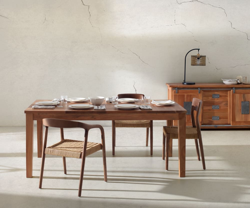 Tisch aus massivem recyceltem Akazienholz 180x90 cm - Maisons Du