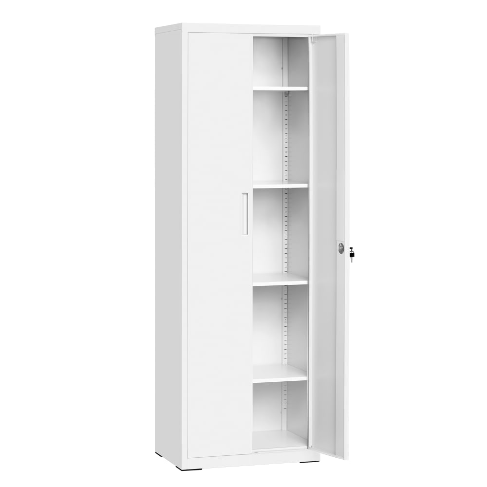 Archivador de oficina con 5 estantes y 2 puertas de color blanco mate