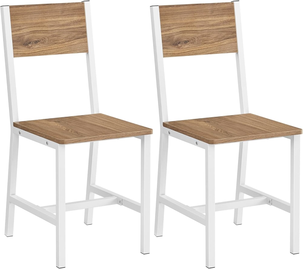 2 sillas de comedor de 36 x 46,6 x 87,1 cm de color marrón y blanco