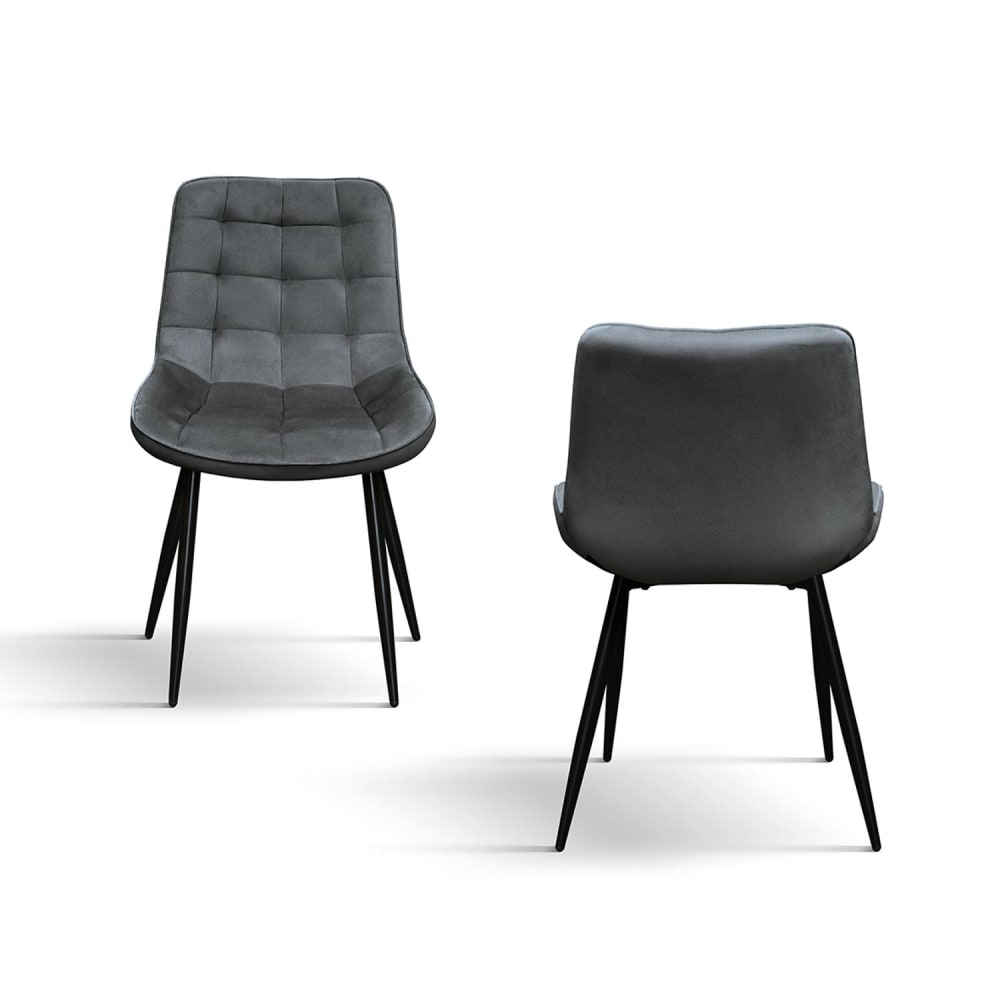 4er-Set Stühle Samtoptik grau, Metallbeine schwarz - Maisons Du